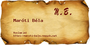 Maróti Béla névjegykártya